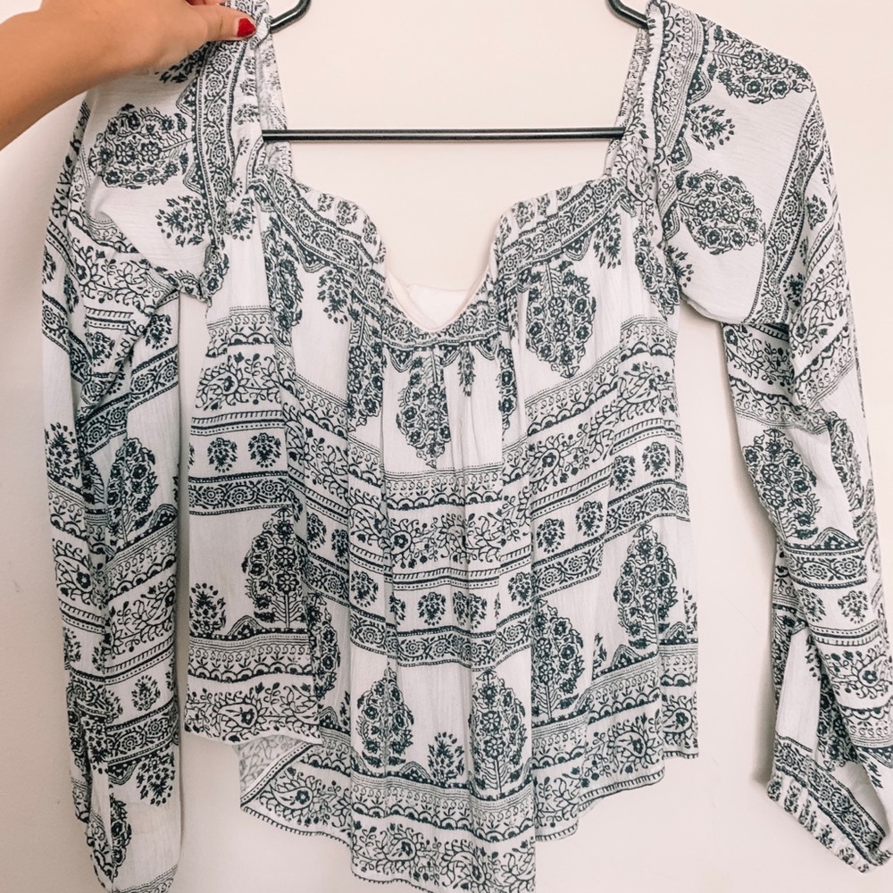 White boho flowery off-the-shoulder top by PacSun